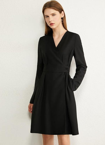 Temperament Vneck High Waist Dress