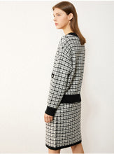 Load image into Gallery viewer, Vneck Plaid Knitted Sweater &amp; High Waist Aline Skirt