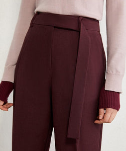 Solid High Waist Straight Trousers