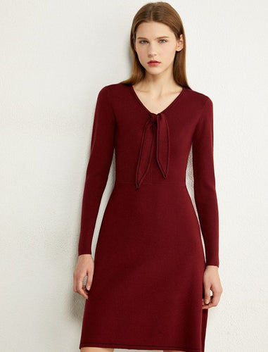 Temperament Bow Neck Slim Fit Dress