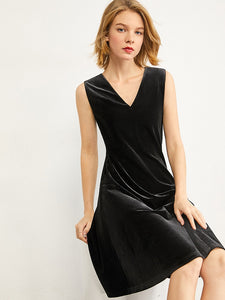 Velvet Vneck Slim Dresses