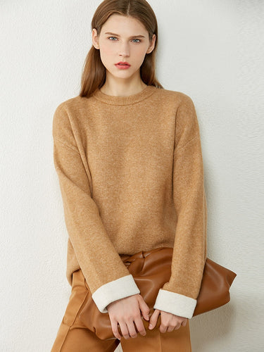 Oneck Spliced Loose Sweater