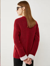 Load image into Gallery viewer, Oneck Spliced Loose Sweater