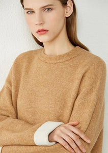 Oneck Spliced Loose Sweater