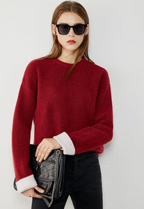 Oneck Spliced Loose Sweater