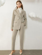 Load image into Gallery viewer, Wool Solid Belt Blazer Coat &amp; High Waist Solid Pants