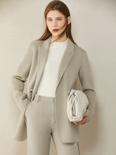 Load image into Gallery viewer, Wool Solid Belt Blazer Coat &amp; High Waist Solid Pants