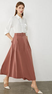 Solid Aline Calf-length Temperament Skirt