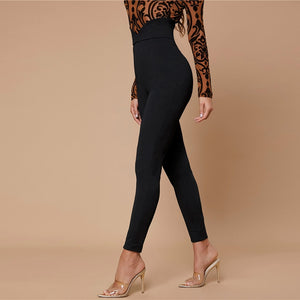 Notch Wide Waistband Skinny Zipper Cropped Pants