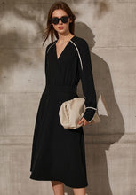 Load image into Gallery viewer, VNeck FSleeve High Waist Midi Dress