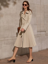 Load image into Gallery viewer, Pleated Double Breasted Belt Trench Coat