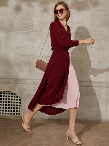 Patchwork Aline Pleated Wavy Skirt