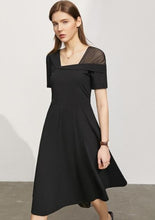 Load image into Gallery viewer, Square Collar Slim Blk Dress