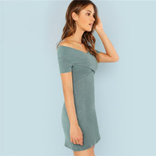 Load image into Gallery viewer, Green Cross Wrap Mini Dress