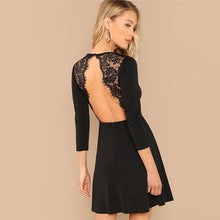 Load image into Gallery viewer, Black Lace Contrast Backless Party Dress