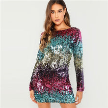 Load image into Gallery viewer, Multicolor Sequins Iridescent Dress