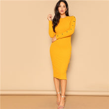 Load image into Gallery viewer, Snap Button Fitted Bodycon Dress