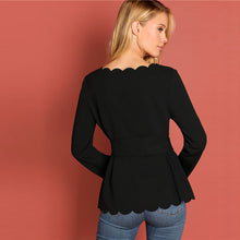 Load image into Gallery viewer, Scallop Trim Belted Top