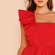 Load image into Gallery viewer, Ruffle Trim One Shoulder Peplum Top