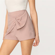 Load image into Gallery viewer, Pink Loop Detail Zipper Back Wrap Solid Shorts
