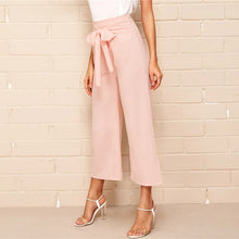 Load image into Gallery viewer, Pink High Waist Belted Wide Leg Pants